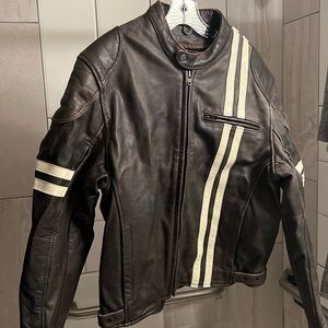 Vintage-look, Dark Brown Leather Motorcycle Jacket. Men’s 42 (medium)